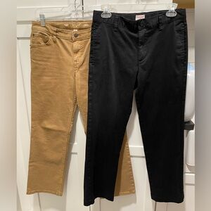 2 PAIRS Cat & Jack 12 husky. Straight fit. Black pants, & tan,khaki wash jeans.